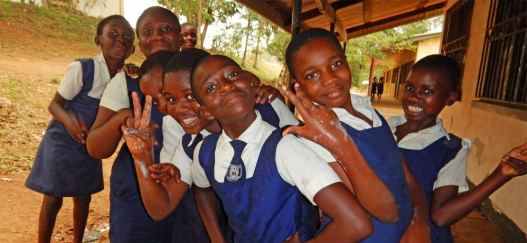 Girls from school in Ghana - proud of themselves
